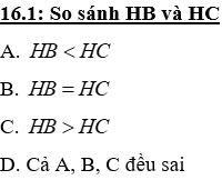 Trắc nghiệm Quan hệ giữa đường vuông góc và đường xiên, đường xiên và hình chiếu