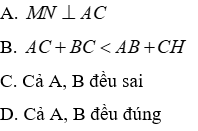 Trắc nghiệm Quan hệ giữa đường vuông góc và đường xiên, đường xiên và hình chiếu