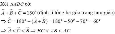 Trắc nghiệm Quan hệ giữa góc và cạnh đối diện trong một tam giác