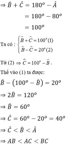 Trắc nghiệm Quan hệ giữa góc và cạnh đối diện trong một tam giác