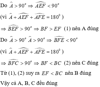 Trắc nghiệm Quan hệ giữa góc và cạnh đối diện trong một tam giác