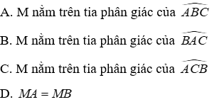 Trắc nghiệm Tính chất ba đường phân giác của tam giác