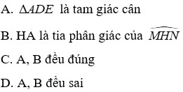 Trắc nghiệm Tính chất đường trung trực của một đoạn thẳng