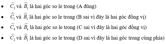 Trắc nghiệm Các góc tạo bởi một đường thẳng cắt hai đường thẳng - Bài tập Toán lớp 7 chọn lọc có đáp án, lời giải chi tiết