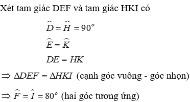 Trắc nghiệm Các trường hợp bằng nhau của tam giác vuông