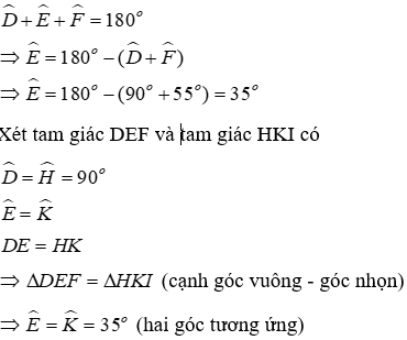 Trắc nghiệm Các trường hợp bằng nhau của tam giác vuông