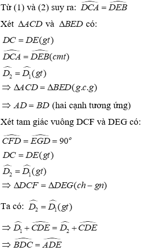 Trắc nghiệm Các trường hợp bằng nhau của tam giác vuông