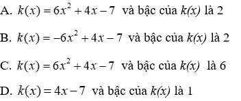 Trắc nghiệm Cộng, trừ đa thức một biến