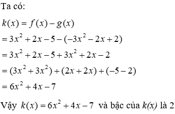 Trắc nghiệm Cộng, trừ đa thức một biến