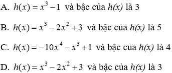 Trắc nghiệm Cộng, trừ đa thức một biến