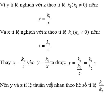 Trắc nghiệm Đại lượng tỉ lệ nghịch