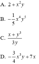 Trắc nghiệm Đơn thức