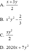 Trắc nghiệm Đơn thức