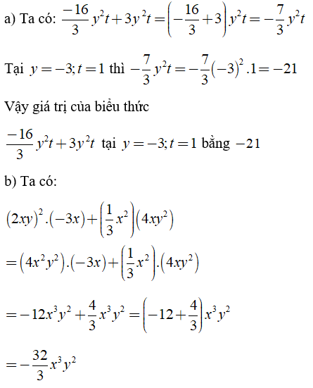 Trắc nghiệm Đơn thức đồng dạng - Bài tập Toán lớp 7 chọn lọc có đáp án, lời giải chi tiết