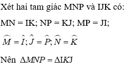 Trắc nghiệm Hai tam giác bằng nhau