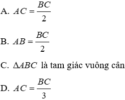 Trắc nghiệm Tam giác cân