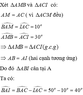 Trắc nghiệm Tam giác cân