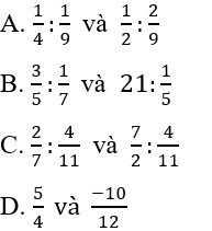 Trắc nghiệm Tỉ lệ thức