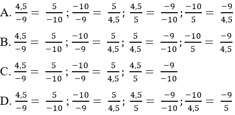 Trắc nghiệm Tỉ lệ thức