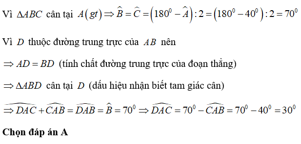 Trắc nghiệm Tính chất đường trung thực của một đoạn thẳng - Bài tập Toán lớp 7 chọn lọc có đáp án, lời giải chi tiết