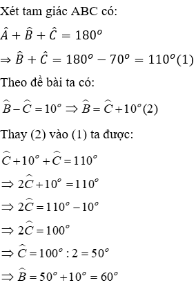 Trắc nghiệm Tổng ba góc của một tam giác