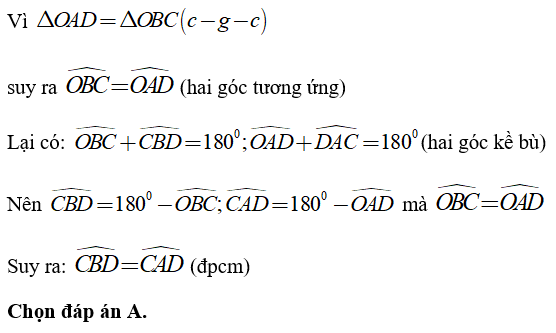 Trắc nghiệm Trường hợp bằng nhau thứ hai của tam giác: cạnh - góc - cạnh - Bài tập Toán lớp 7 chọn lọc có đáp án, lời giải chi tiết