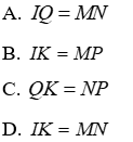 Trắc nghiệm Trường hợp bằng nhau thứ ba của tam giác: góc - cạnh - góc (g.c.g)