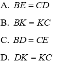 Trắc nghiệm Trường hợp bằng nhau thứ ba của tam giác: góc - cạnh - góc (g.c.g)