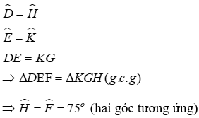 Trắc nghiệm Trường hợp bằng nhau thứ ba của tam giác: góc - cạnh - góc (g.c.g)