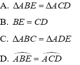 Trắc nghiệm Trường hợp bằng nhau thứ hai của tam giác: cạnh - góc - cạnh (c.g.c)