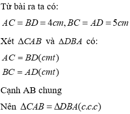 Trắc nghiệm Trường hợp bằng nhau thứ nhất của tam giác: cạnh - cạnh - cạnh (c.c.c)