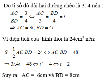 Bài tập Diện tích hình thoi | Lý thuyết và Bài tập Toán 8 có đáp án