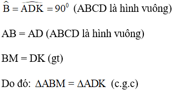 Chứng minh hai đoạn thẳng, hai góc bằng nhau trong hình vuông