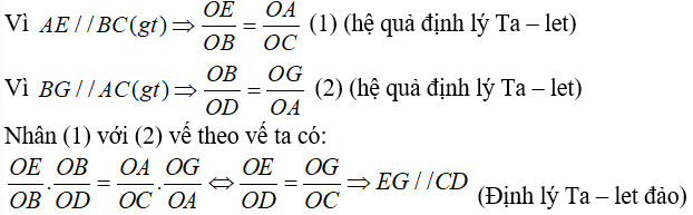 Chứng minh hai đoạn thẳng song song sử dụng định lí Ta-lét