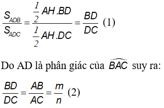 Giải bài toán tỉ số diện tích tam giác bằng tính chất đường phân giác