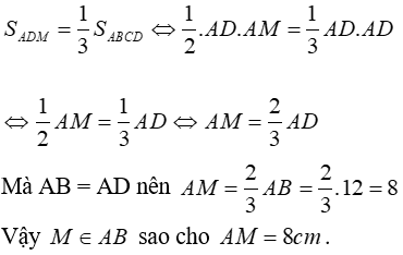 Tìm vị trí của một điểm thỏa mãn đẳng thức về diện tích