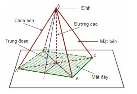 Tính diện tích xung quanh, diện tích toàn phần, thể tích của hình chóp đều, hình chóp cụt đều