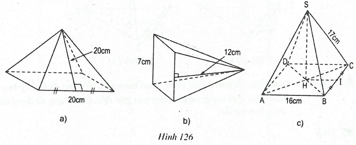 Tính diện tích xung quanh, diện tích toàn phần, thể tích của hình chóp đều, hình chóp cụt đều