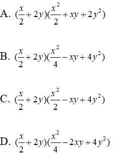 Trắc nghiệm Phân tích đa thức thành nhân tử bằng phương pháp dùng hằng đẳng thức có đáp án