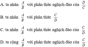 Trắc nghiệm Phép nhân các phân thức đại số có đáp án