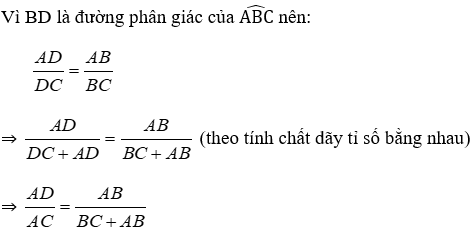 Trắc nghiệm Tính chất đường phân giác của tam giác có đáp án