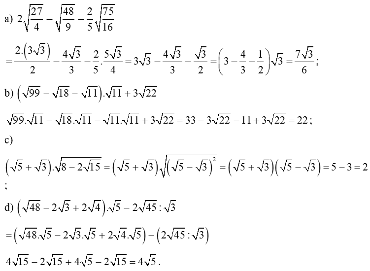 15 Bài tập Rút gọn biểu thức chứa căn thức bậc hai lớp 9 (có đáp án)