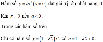 Các bài toán về tham số của hàm số y = ax2 cực hay, có đáp án