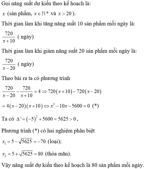 Cách giải bài toán năng suất bằng cách lập phương trình cực hay, có đáp án