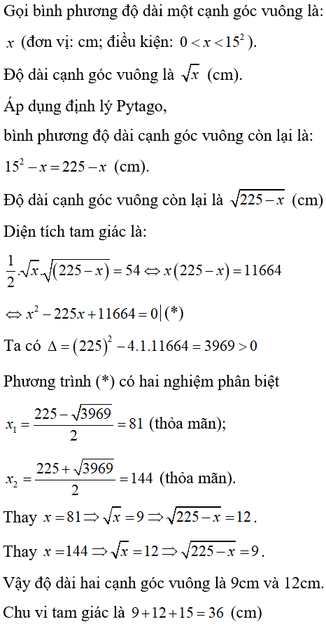 Cách giải bài toán về diện tích hình học bằng cách lập phương trình cực hay, có đáp án