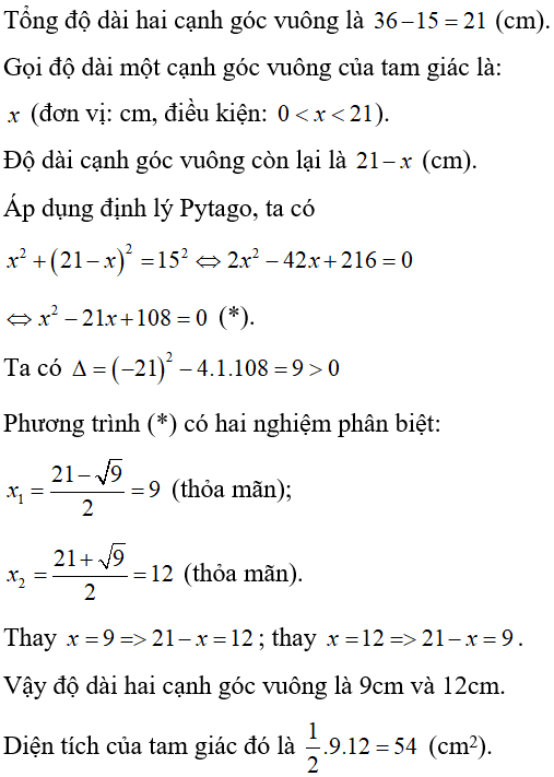 Cách giải bài toán về diện tích hình học bằng cách lập phương trình cực hay, có đáp án