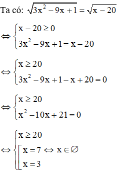 Cách giải phương trình chứa căn thức lớp 9 cực hay