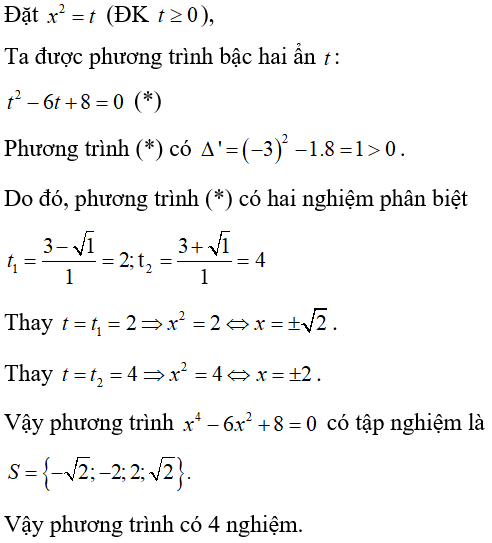 Cách giải phương trình trùng phương cực hay, có đáp án