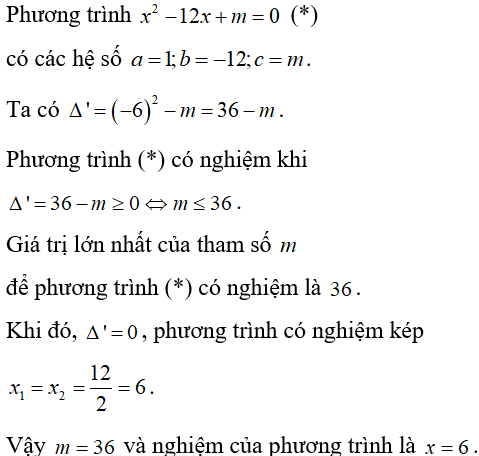 Cách giải và biện luận phương trình bậc hai theo tham số m cực hay, có đáp án