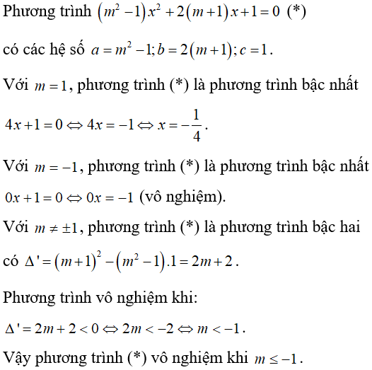 Cách giải và biện luận phương trình bậc hai theo tham số m cực hay, có đáp án